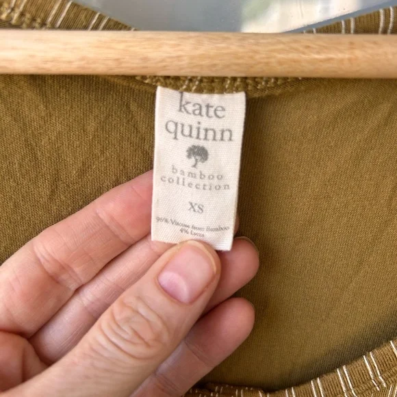 Kate Quinn olive green stripe Henley lounge dress bamboo collection size xs - Picture 2 of 2